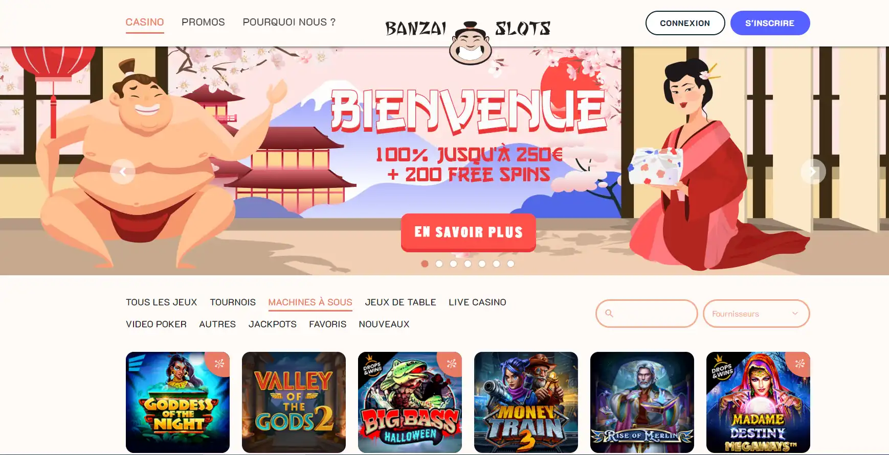 Interface du Casino Banzai Interface du Casino Banzai